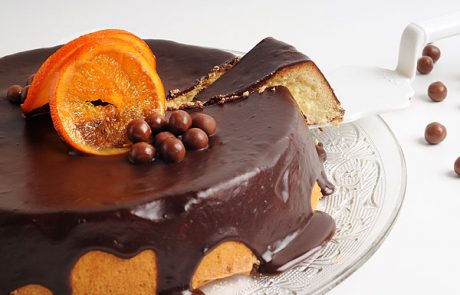 עוגת גבינה תפוז בציפוי גנאש שוקולד